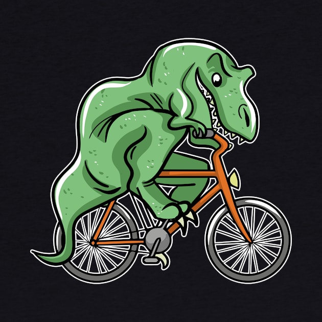 Funny T rex Riding Bicycle by LetsBeginDesigns